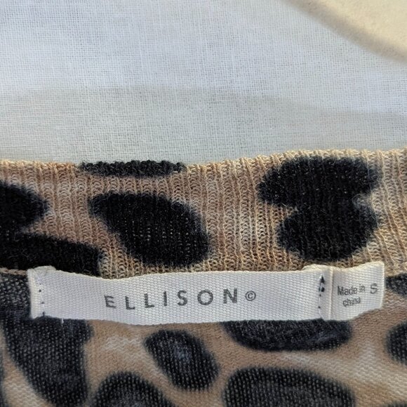 Ellison Size Small Cotton/Linen Blend Leopard Print V-Neck Cardigan - Picture 4 of 12